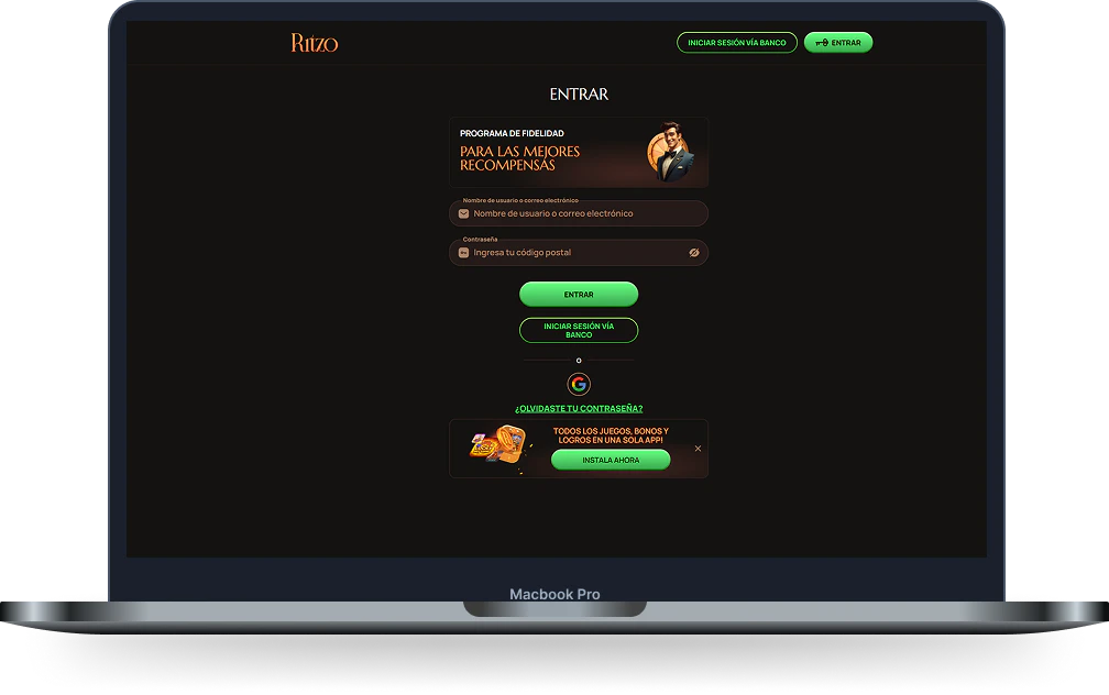 Ritzo Casino inicio de sesión y aplicación móvil